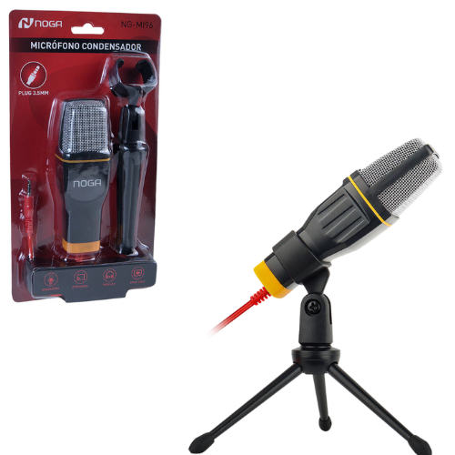 MICROFONO PC NOGA STREAMING PLUG 3.5 CON TRIPODE AJUSTABLE CONDENSADOR