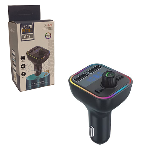 TRANSMISOR BLUETOOTH AUTO FM 2 USB CARGA RAPIDA 3.1A Y AUDIO / RANURA MICRO USB