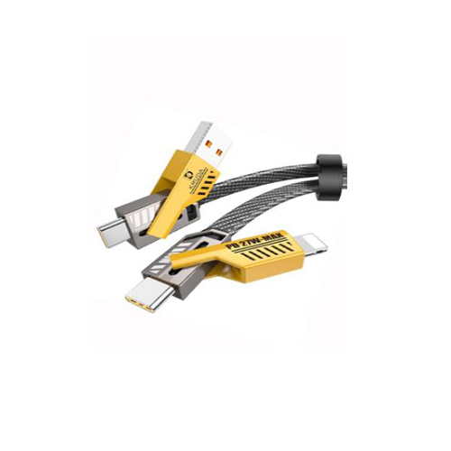 CABLE USB A USB TIPO C Y LIGHTNING 4 EN 1 1MTS CABLE REFORZADO PLANO