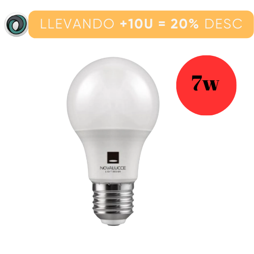 LAMPARA FOCO LED 7W LUZ FRIA ROSCA E27 NOVALUCCE A55