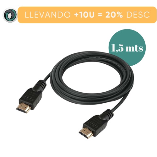 CABLE HDMI A HDMI MACHO MACHO 1.5 METROS
