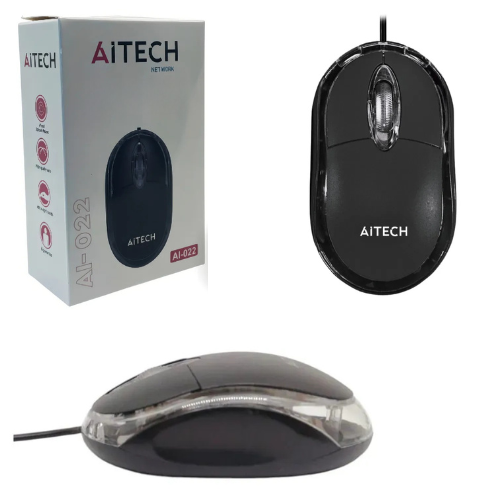 MOUSE OPTICO CABLE USB LUZ LED AITECH NEGRO