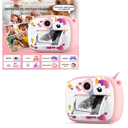 CAMARA FOTO DIGITAL INFANTIL CON IMPRESORA TERMICA INSTANTANEA ROSA