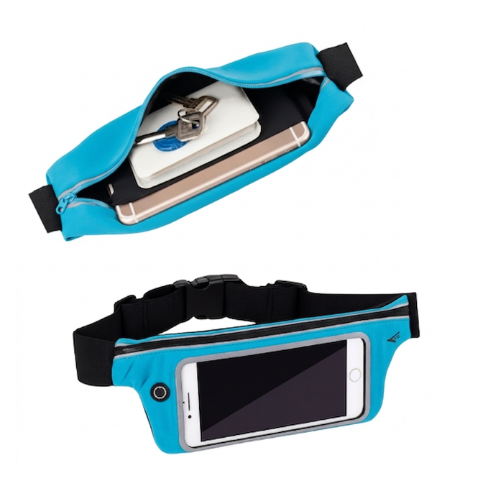 RIÑONERA IMPERMEABLE PORTA CELULAR 6.5 LLAVES RUNNING 1 CIERRE CELESTE