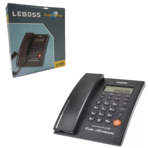 TELEFONO FIJO DE MESA COLGAR NUMEROS GRANDES PANTALLA L-10A LEBOSS NEGRO