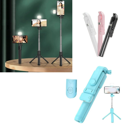 PALO BASTON MONOPOD SELFIE CONTROL REM BLUETOOTH TRIPODE CON LUZ