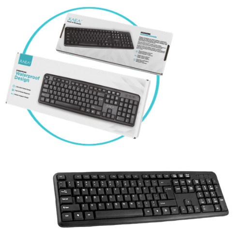 TECLADO PC MULTIMEDIA SLIM CABLE USB XAEA 104 TECLAS IMPERMEABLE