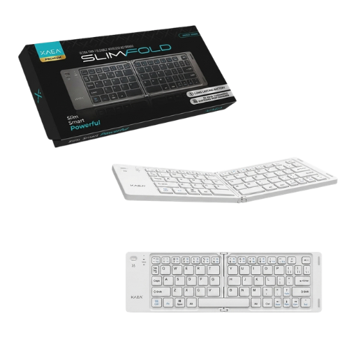 TECLADO PLEGABLE BLUETHOOTH SLIM PORTABLE RECARGABLE USB TIPO C SLIMFOLD SMART XAEA BLANCO