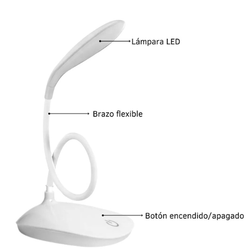 VELADOR LAMPARA ESCRITORIO FLEXIBLE TACTIL LUZ BLANCA 3 NIVEL USB -C OK-T18 OKSO