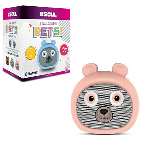 MINI PARLANTE BLUETOOTH SOUL PLT-IBEAR CON LUZ DE COLOR ROSADO