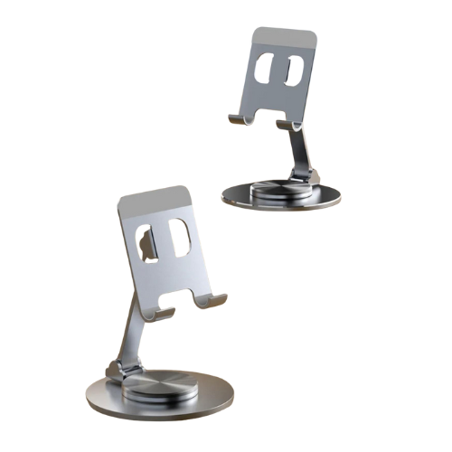 SOPORTE CEL TABLET METAL GIRATORIO 360 ALUMINIO CALIDAD PREMIUM 031-5003 PLATEADO