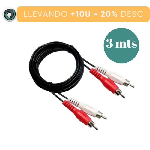 CABLE 2 RCA A 2 RCA MACHO 3 METROS ECONOMICOS