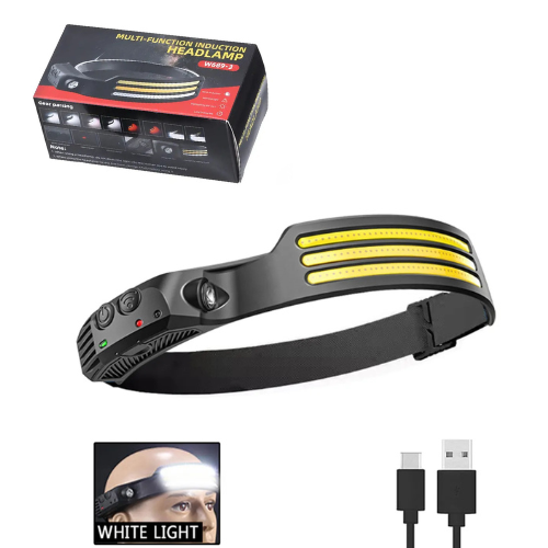 LINTERNA VINCHA MINERA RECARGABLE 3 BANDA LED COB SENSOR DE MOVIMIENTOS