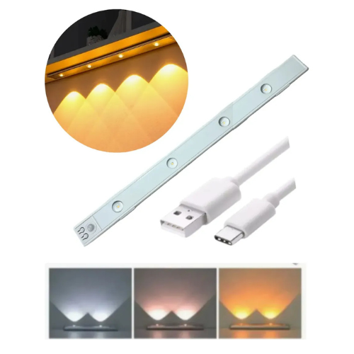 LUZ BAJO MESADA LAMPARA LED RECARGABLE 3 TONOS LUZ CON SENSOR DE MOVIMIENTO 60CM