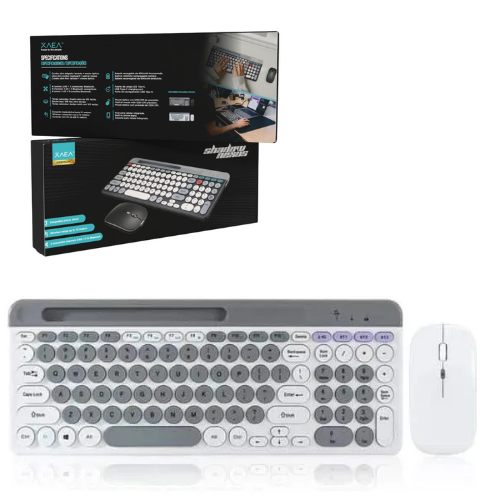 COMBO TECLADO Y MOUSE INALAMBRICO 2.4G + 3 BLUETOOTH 104 TECLAS PUERTO TIPO C BLANCO XAEA SHADOW NEXUS