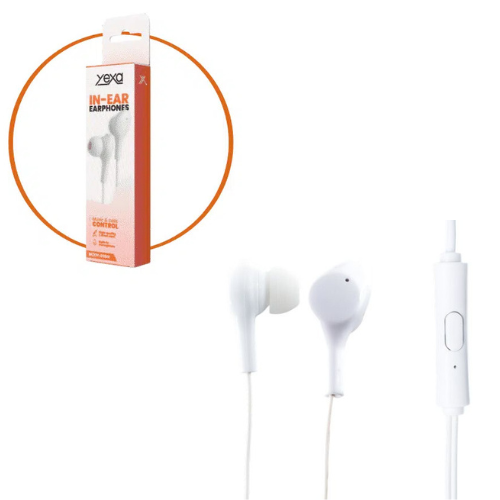 AURICULAR MANOS LIBRES CABLE CON MICROFONO IN-EAR BLANCO YEXA