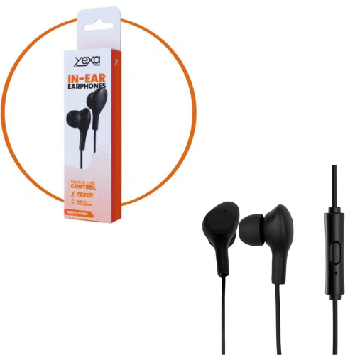 AURICULAR MANOS LIBRES CABLE CON MICROFONO IN-EAR NEGRO YEXA