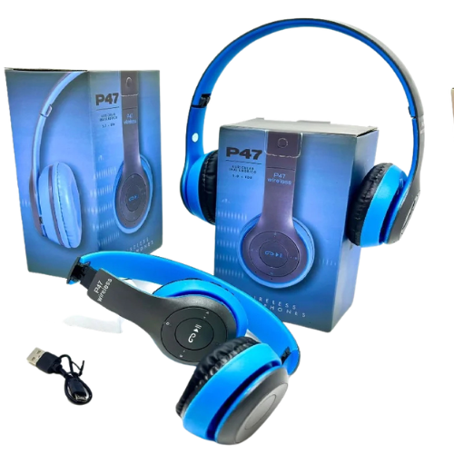 AURICULAR BLUETOOTH VINCHA SD MICROFONO P47 AZUL