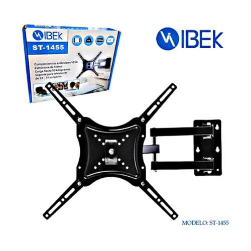 SOPORTE TV LCD LED 14 `A 55` DOBLE BRAZO 50KG INCLINACION IBEK