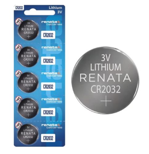 BLISTER POR 5 UNIDADES PILA CR 2032 RENATA LITHIUM LITIO 3V