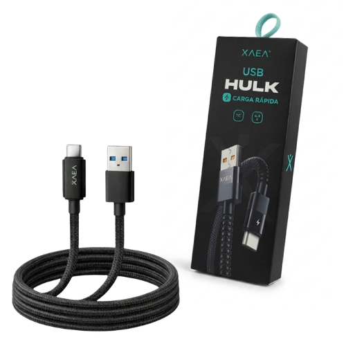 CABLE USB A TIPO C CARGA RAPIDA 1 MTS HULK XAEA PREMIUM NEGRO