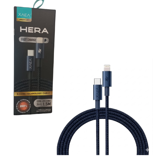 CABLE USB TIPO C A LIGHTNING IPHONE APPLE 1.5 MT XAEA HERA AZUL