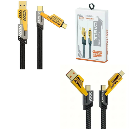 CABLE USB A USB TIPO C Y MICRO 4 EN 1 1MTS CABLE REFORZADO PLANO TRANF-V8 OESTECH
