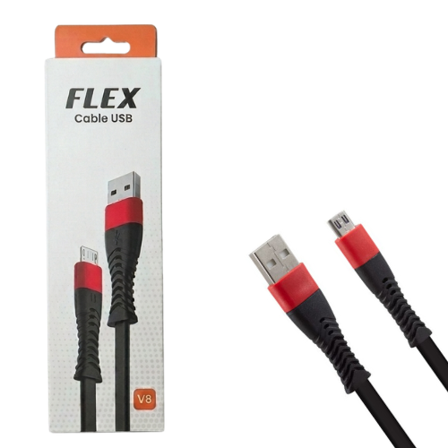 CABLE USB A MICRO USB V8 1 METROS FLEX NEGRO MOD121-N