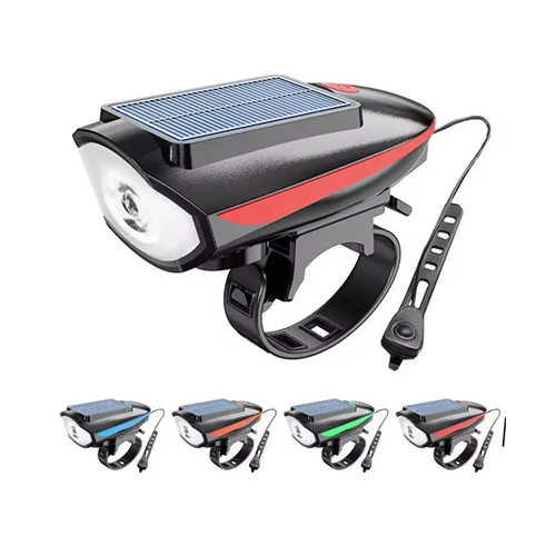 LUZ LED BICICLETA DELANTERA BLANCA FIJA /INTERMITENTE SOLAR BOCINA RECARGABLE TIPO MICRO