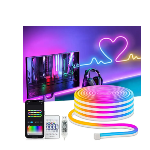TIRA DE LED NEON RGB 5 METROS USB CONTROL REM SMART APP BLUETOOTH AUDIORITMICA