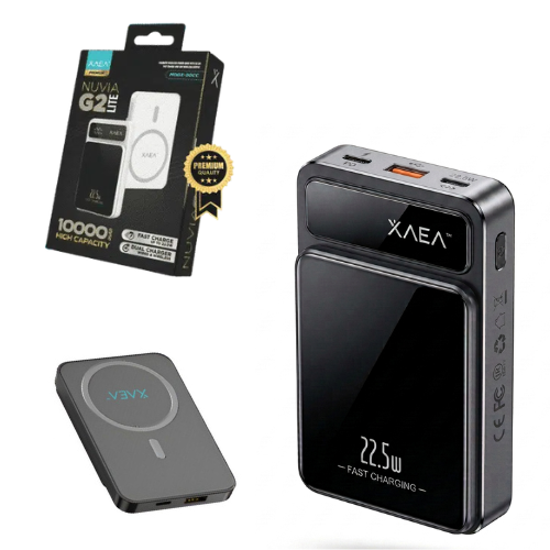 CARGADOR PORTATIL POWER BANK 10000 MAH XAEA NUVIA G2 LITE CARGA INALAMBRICA NEGRO 1 PUERTO USB /2 TIPO C