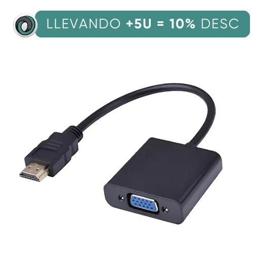 ADAPTADOR HDMI MACHO A VGA HEMBRA (SIN CABLE DE AUDIO)