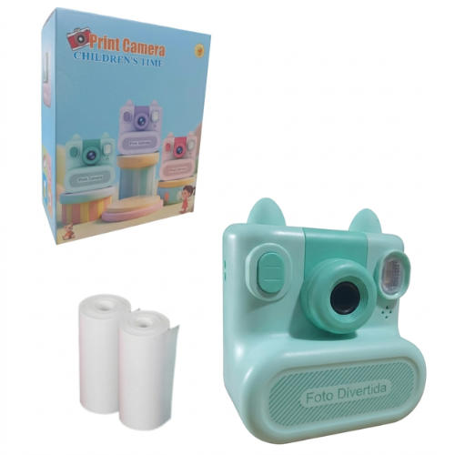 CAMARA FOTO KIDS NIÑO IMPRESORA TERMICA D19 RECARGABLE VERDE JUEGOS