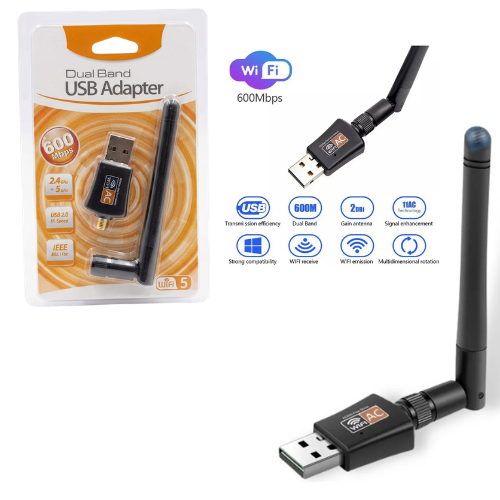 PLACA ANTENA USB WIFI DUAL BAND + BLUETOOTH 5.0 6200MBPS 2.4GHZ+5GHZ