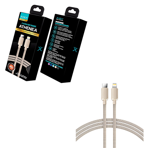 CABLE USB TIPO C A LIGHTNING IPHONE APPLE 1 MT XAEA PREMIUM ATHENEA BEIGE MODX-098