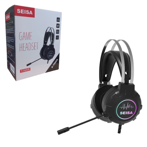AURICULARES GAMER RGB CON MICROFONO AJUSTABLE PC USB E-7005A