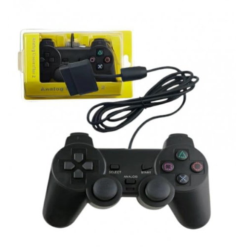 JOYSTICK PS2 CABLE ANALOGICO CON VIBRACION CAJA AMARILLA