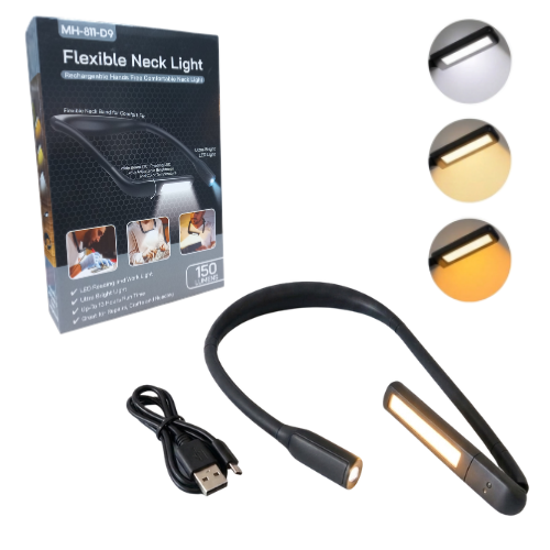 LUZ FLEXIBLE LECTURA RECARGABLE DOBLE LUZ 3 TONO REGULABLE CALIDA FRIA Y MIXTA MH-811-D9