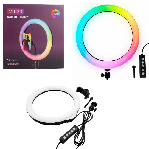 FLASH ARO LED 30CM RGB REGULADOR INTENSIDAD CALIDO FRIO CELULAR SELFIE (SIN TRIPODE) BLT061