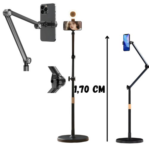 SOPORTE DE PIE PARA CELULAR BRAZO AJUSTABLE 1.7MTS