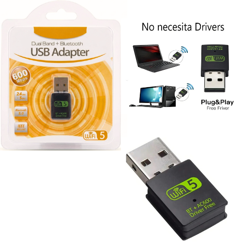 ADAPTADOR ANTENA USB 2.0 WIFI DUAL BAND 600MBPS 2.4GHZ + 5GHZ