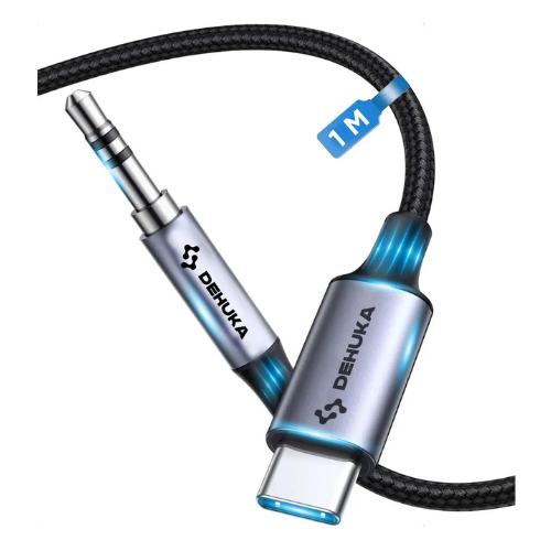 CABLE ADAPTADOR TIPO C MACHO A PLUG 3.5 STEREO MACHO 1MTS DEHUKA