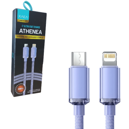 CABLE USB TIPO C A LIGHTNING IPHONE APPLE 1 MT XAEA PREMIUM ATHENEA LILA MODX-098
