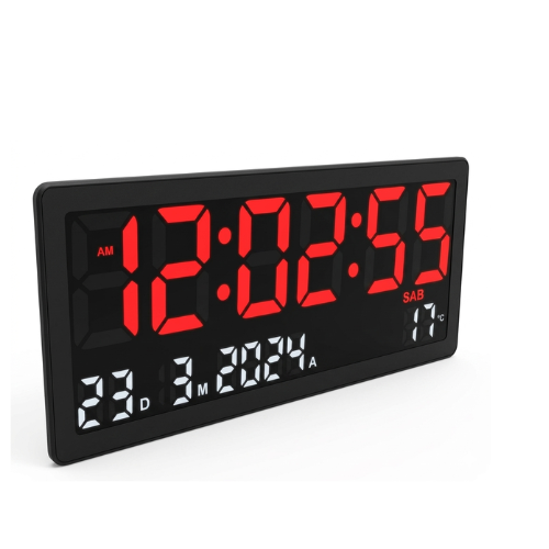 RELOJ DESPERTADOR DIGITAL 36X15.6CM CALENDARIO TEMPERATURA ALARMA