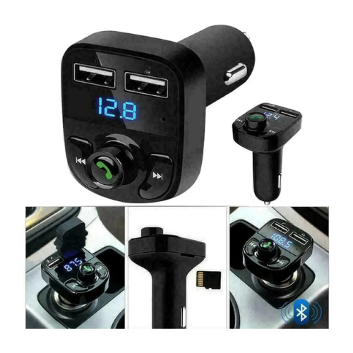 TRANSMISOR BLUETOOTH AUTO FM 2 USB CARGA RAPIDA 3.1A X8
