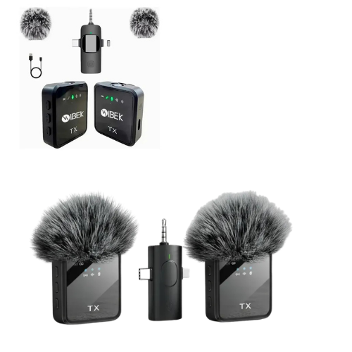 MICROFONO CORBATERO INALAMBRICO X2 ANTIVIENTO ANDROID 3 CONECTORES JACK 3.5, TIPO C Y LIGHTNING