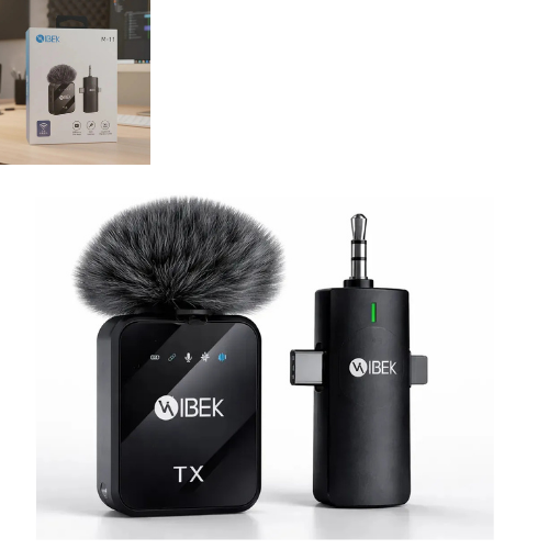 MICROFONO CORBATERO INALAMBRICO 1 ANTIVIENTO ANDROID 3 CONECTORES JACK 3.5, TIPO C Y LIGHTNING. M-11