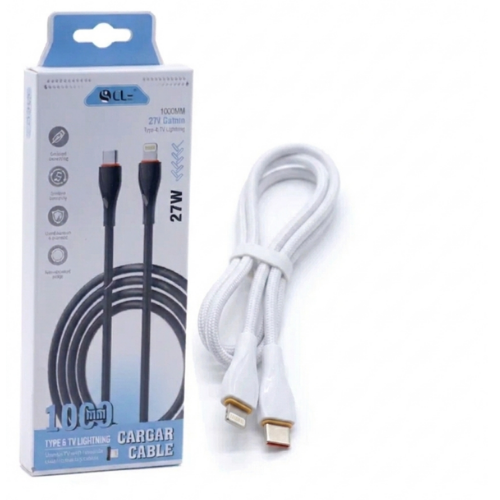 CABLE USB TIPO C A LIGHTNING IPHONE APPLE 1 MTS ENGOMADO IBEK BLANCO