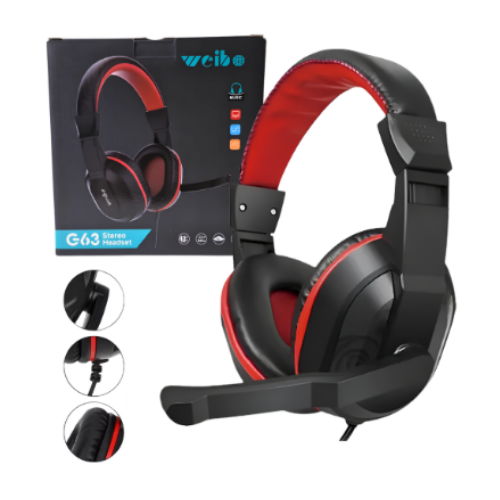 AURICULARES GAMER CON MICROFONO AJUSTABLE PC USB JACK 3.5 COMPUTADORA G63