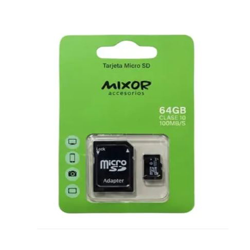 MEMORIA MICRO SD 64GB CLASE 10 + ADAPTADOR SD MIXOR